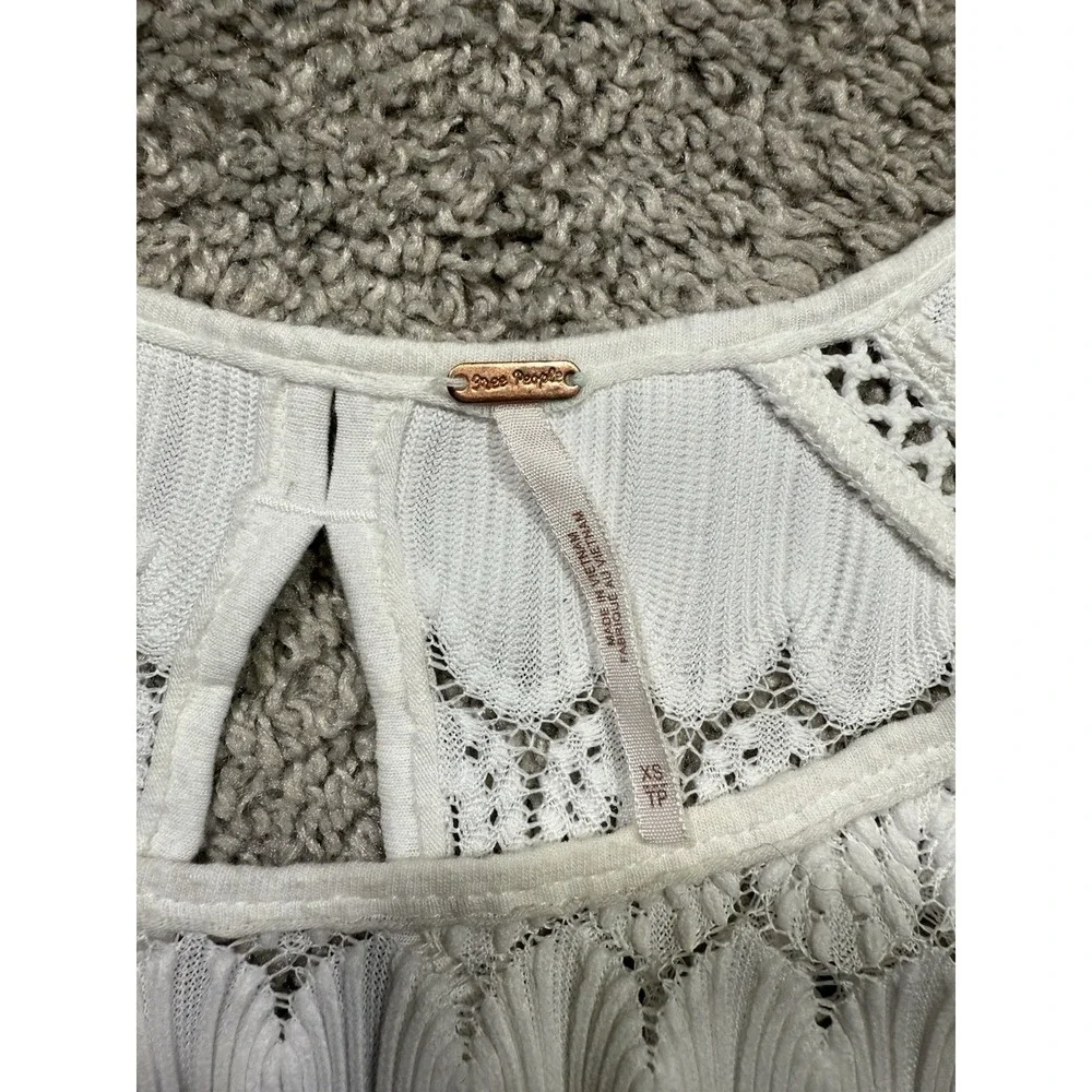 Free People Boho Lace Pattern Floral Art‎ Deco Blouse Whimsical Cottagecore XS